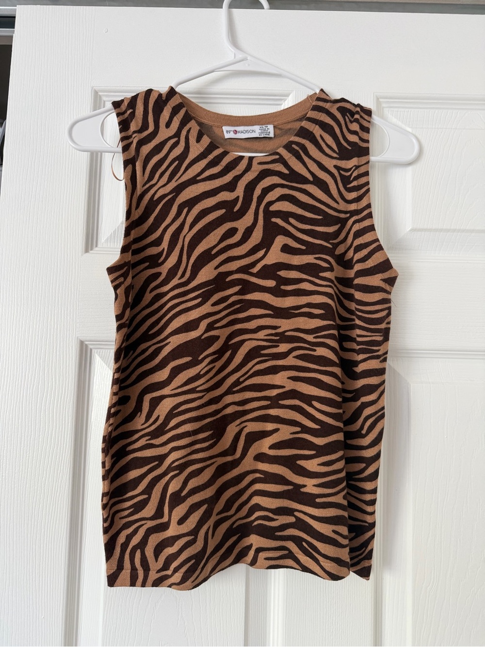 89th & Madison Brown and Black Zebra-Print Sleeveless Top